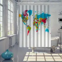 在飛比找momo購物網優惠-【寶盒百貨】寬180X180cm歐式大版世界地圖 防水加厚浴