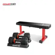 Powertrain Gen2 Pro 50KG Adjustable Dumbbell Set with Flat Bench