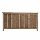 Hamptons Louvre 4 Door Sideboard Buffet Cabinet Natural Ash