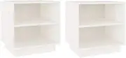 vidaXL 2X Solid Wood Pine Bedside Cabinets Indoor Living Room Bedroom Home Organiser Side Table Storage Cabinet Wooden Nightstand Furniture White
