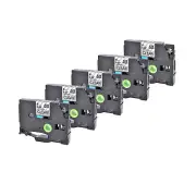 5PK Compatible For Brother P-Touch TZ111 TZe111 Black on Clear Label Tape 0.23"