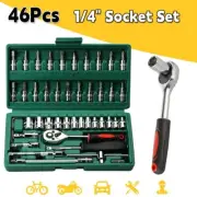 46PCS 1/4" Ratchet Wrench Combination Socket Tool Set Kit Auto Car Repair Tool