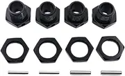 4Pcs RC Hex Hubs Wheels Hex Accessories Extended Spare Parts DIY Aluminum Alloy RC Car Sppare Part Model Car Part 17mm 1:8, Black