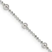 16 Inch Sterling Silver 1.15mm Diamond-Cut Fancy Beaded Chain