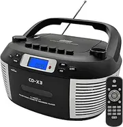 CTDZLED Portable CD Player and Cassette Player with Remote Control, FM AM Radio, USB Playback, Bluetooth Speaker, Recording Function, Battery/AC Powered for Elderly
