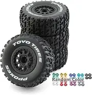 Chanmoo 1/10 RC Short Course Truck Wheels and Tires with 12mm Hex 1:10 Scale Off Road Tyres for 1/10 RC Off-Road Car Traxxas TRX4 Slash Arrma Losi Tenacity Vkar 10sc Hpi RC Buggy Car 4PCS (B Tires)