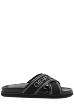 Off-white Logo-jacquard Leather Sliders - Black - 40 (IT40 / UK6) 40 (IT40 / UK6)
