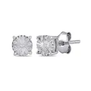 Mirage Diamond Set Fancy Miracle Stud Earrings in Sterling Silver