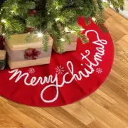 Christmas Tree Skirt 32 24 Inches Red Felt with Merry Christmas Tree Skirt Xm...