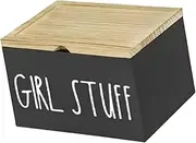 Generic Tampon Holder for Bathroom, Wood Storage Bin Farmhouse Decor for Bathroom Accessories, Creative Pad Storage Container, Black