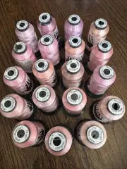 Lot of 19 Sealed FLORIANI Embroidery Thread Spools 1000m each. Variety Of Pink