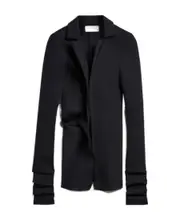 Plain knit shirt jacket L Black