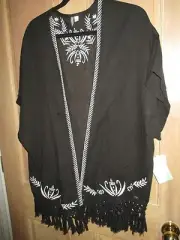 NEW* RIP CURL Sz S Kimono Cardigan Top Shirt Bikini Cover Up Black White $55 RV