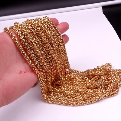 Lot 2 Meters 6mm Gold Wheat Braid Chain Stainless Steel Jewelry Findings Marking