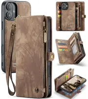 CaseMe 2in1 iPhone 16+ Plus Detachable Case Leather Wallet Cover Apple [Brown]