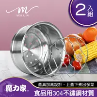 在飛比找PChome24h購物優惠-【MOLIJIA 魔力家】M1909不鏽鋼蒸具二件套2入組(