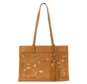 Patricia Nash Gianella Leather and Mesh Tote Bag-Hazelnut-NWT-Orig. $229.95