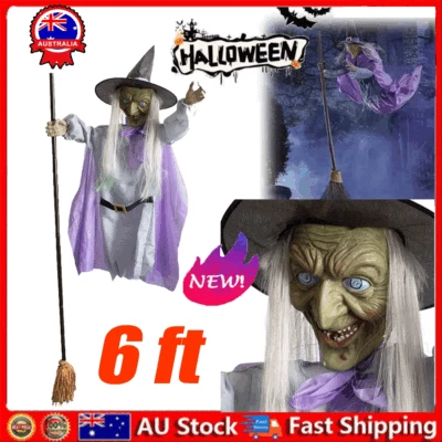 Halloween Decorations Outdoor - 6 ft Animated Hovering Witch Animatronics 20BH