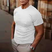Men's T Shirt Short Sleeve Crew Neck Summer Plain Fashion Designer Basic Classic Vacation Street Going out Black White Dark Green Top Tee for Men