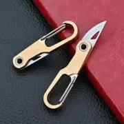 Mini Brass Foldable Knife Outdoor Camping Carabiner Portable Keychain EDC Tool