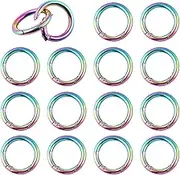 Rainbow Spring O Rings Spring Snap Clip Hooks Trigger Buckle Connector Metal Split Rings for Keychain Bag Purse Accessories 24pcs