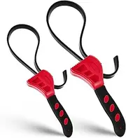 Rubber Strap Adjustable Wrench Set - 2Pcs Oil Filter Pipe Jar Opener 5.9"&8.46" Strong Grip Plumbers Universal Spanner Drain Sewer Cap Sink Pliers Nut Shower Head Valve Removal