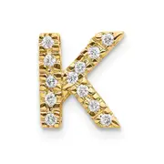 14K Yellow Gold Real Diamond Initial K Charm