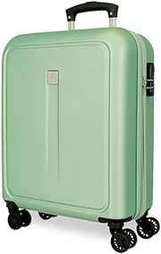 [ROLL ROAD] Green 40x55x20cm Hard ABS Cabin Suitcase 37L 2.5kg 4 Double Wheels Hand Luggage with Side Combination Lock