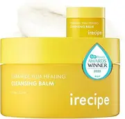 IRECIPE Ceramide Yuja Makeup Cleansing Balm with Travel Size | Deep Cleansing All-in-One Korean Face Cleanser, Makeup Remover, Zero Irritation, Blackheads Remover, Clean Beauty, Vegan (120g / 4.23oz)