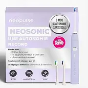 Neosonic® - Electric Sonic Toothbrush - 3 Months - 15 Modes - Rechargeable USB-C - Timer 2 Minutes - 2 Heads Included - 2 Year Warranty - Purple Sonic Brush NEOPULSE