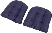 Outdoor Chair Cushions Tufted Patio Furniture Cushions Thick 2pcs Anti Fading Water Sunproof Easy to U Shaped Chair Pads (Navy Blue)