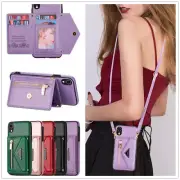 Crossbody Leather Wallet Phone Case For iPhone 11 12 13 14 Samsung S21 S22 S23