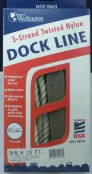 Wellngton Twisted Nylon Mooring Rope Dock Line 3/8" x 15 ft