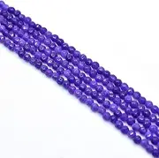 Asingeloo 3mm Faceted Natural Dark Blue Agate Stone Beads for Jewelry Making Round Gemstone Beads Loose Spacer Beads 15" a Strand