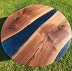 Blue Resin Epoxy Table, Live Edge Walnut Coffee, End, Side Table Top, Home decor