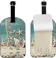 [OdDdot] Starfish Seashell Beach Print Luggage Tags for Suitcase,Travel Cruise Luggage Tag, with Privacy Flap Name ID Labels
