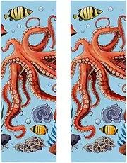 Hand Towels for Bathroom,Gym Towels for Working Out,Sports Towel,Fishes Whale Sea Octopus,2-Pc