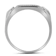 10kt White Gold Mens Round Diamond Rectangle Cluster Ring 1/2 Cttw