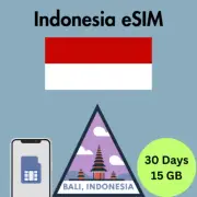 BALI Indonesia Prepaid Travel eSIM Card 15GB Data 4G Lte 30 Days