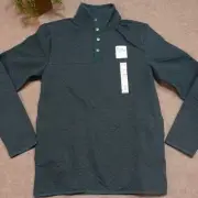Quarter Zip Fleece Pullover with Pockets Size Mens Small Brunswick Green