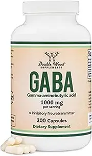 Double Wood Supplements GABA Supplement (300 Capsules, 1,000mg per Serving) Promotes Calm, Relaxation, and Sleep (Made in The USA, Vegan Safe, Gluten Free, Non-GMO) by