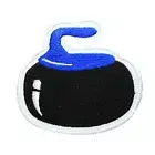 Curling stone blue Patch Embroidery Iron on Sew on Patch For Clothes 7x7.5cm