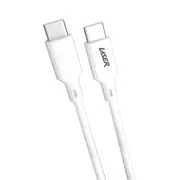 Laser 60W Quick Charge USB-C to USB-C Cable, White, 50cm - Ideal for On-the-Go, High-Speed Sync, Slim Fit for Cases
