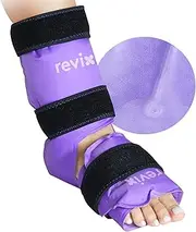 REVIX Ankle Ice Pack Wrap for Injuries Reusable Gel Foot Cold Pack for Achilles Tendonitis, Plantar Fasciitis and Sprained Ankles or Feet Pain Relief, Purple