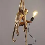 SCZWP8 Modern Chandelier Light Retro Resin Hemp Rope Monkey Hanging Light Wall Mount Plug in Lighting Fixture Light for Kids Bedroom Dinning Living Room Club Corridor Decoration