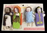 Lucuma Peru Nativity Finger Puppets Organic Cotton Hand Knit Set Of 4 New