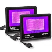 100W 2 Pcs LED Halloween Black Light,Blacklight Flood Light with Plug,IP65 Wa...