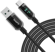 USB C Cable,3.1A PD Fast Charging Type-C Cable with LED Display Nylon Braided Cable for Huawei P40,P30,P20 Lite, Mate 40/30/20/20 Pro, Galaxy S24 S20 Plus, Note 10 9 8 (4FT, Black)