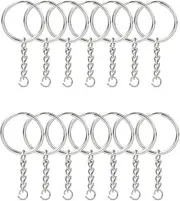 KINGFOREST 50-Piece Split Key Ring Kit with Chains & Jump Rings - 1 Inch Silver Nickel Bulk Jewelry Making Supplies for DIY Keychains, Charms, Crafts