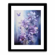 Purple Grey Flower Framed print Art Poster